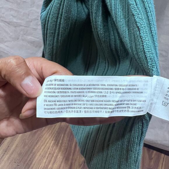 Abercrombie and Fitch Midi Teal Ribbed Knit Tank Dress w/Side Slit Women's Large - Picture 8 of 8